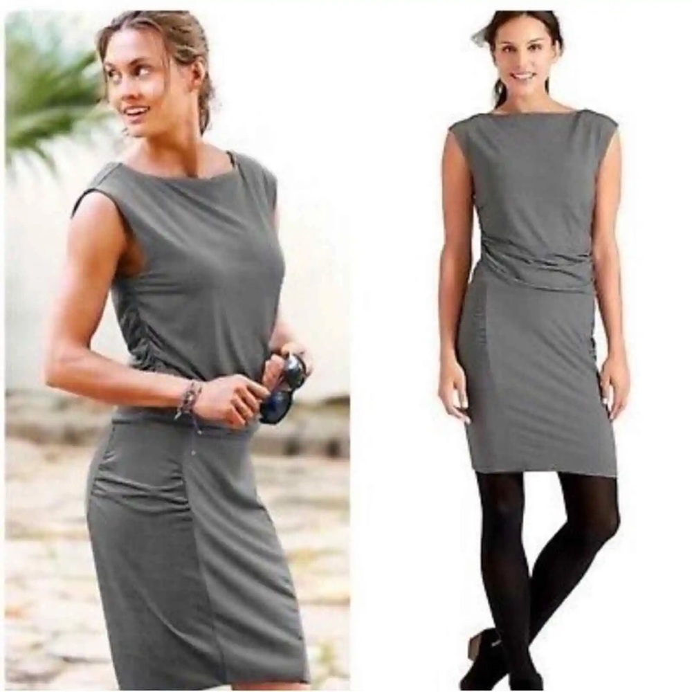 Athleta Westwood jersey stretch black Micro Stripe dress XL